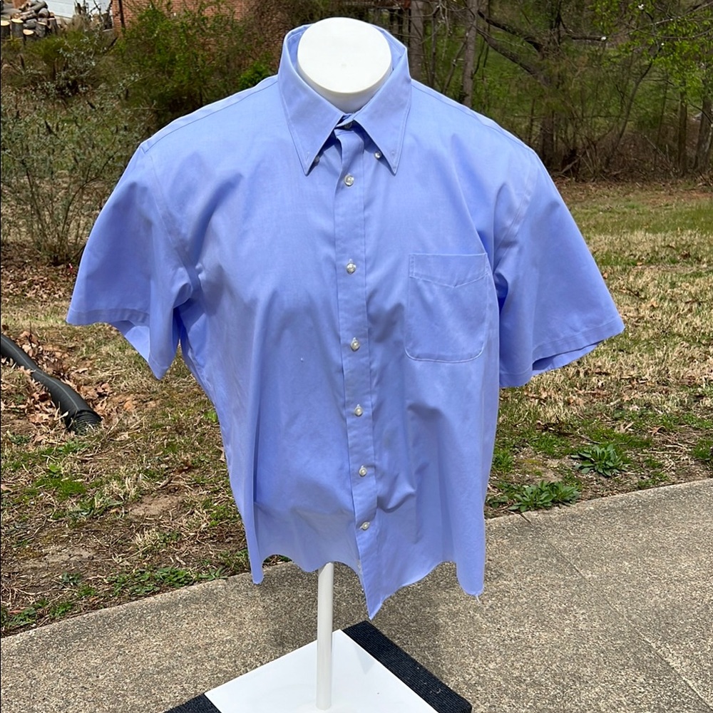 Lands' End Blue Casual Button Down Shirt Short Sleeves